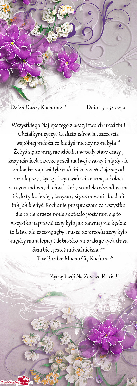 Dzień Dobry Kochanie :*     Dnia 25.05.2025.r
