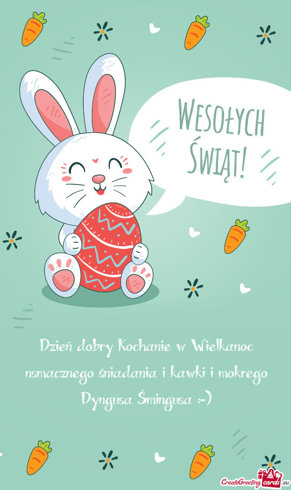 Dzień dobry Kochanie w Wielkanoc nsmacznego śniadania i kawki i mokrego Dyngusa Śmingusa :-)