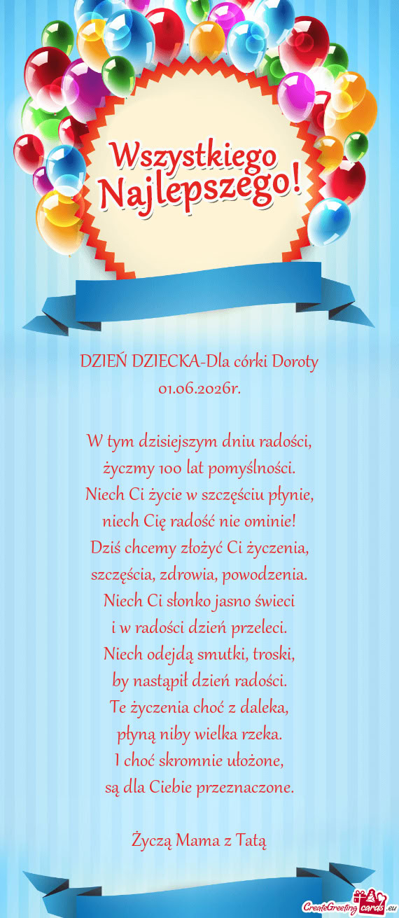 DZIEŃ DZIECKA-Dla córki Doroty
