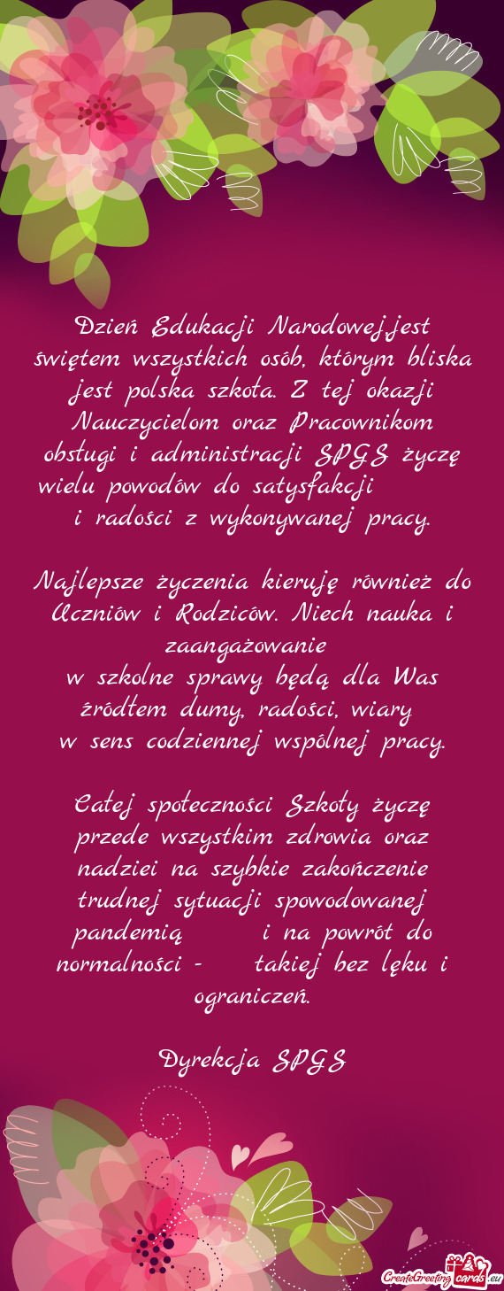 Dzień Edukacji Narodowej,jest świętem wszystkich osób, którym bliska jest polska szkoła. Z tej