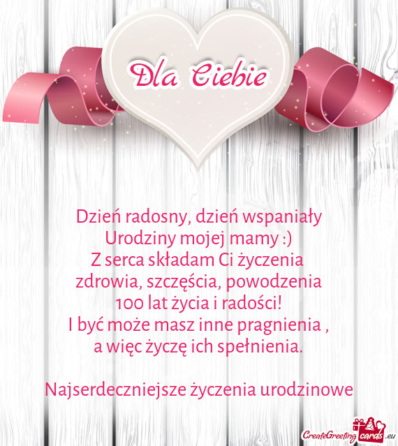 Dzień radosny, dzień wspaniały  Urodziny mojej mamy :)  Z serca składam Ci