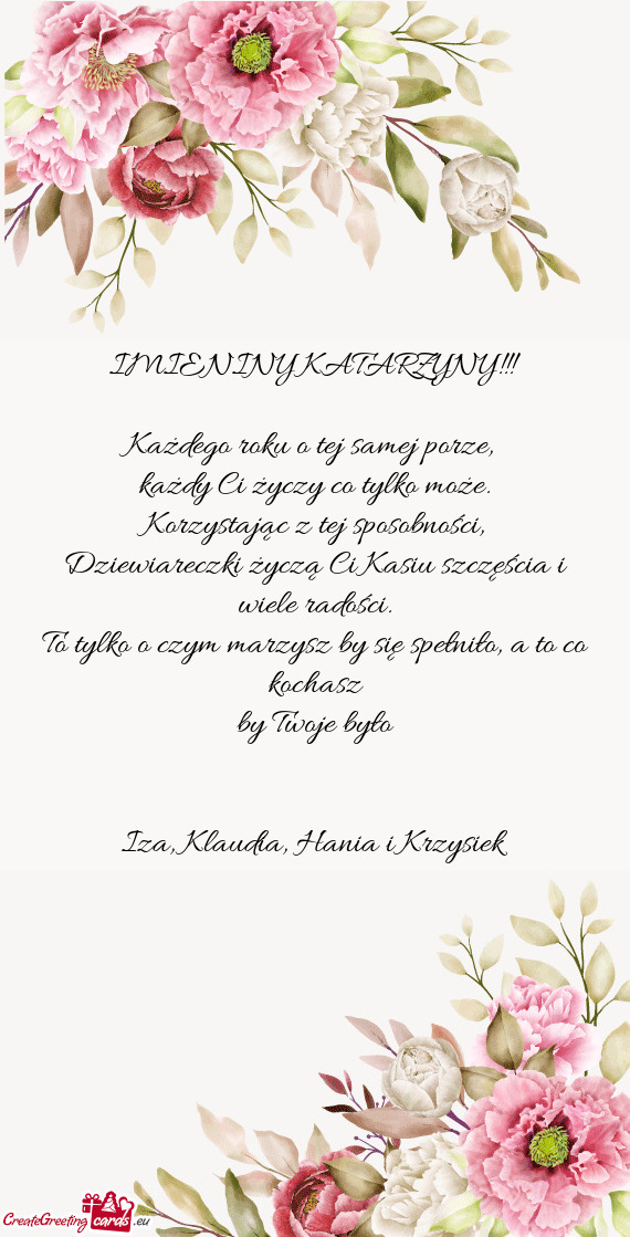 Dziewiareczki życzą Ci Kasiu szczęścia i wiele radości