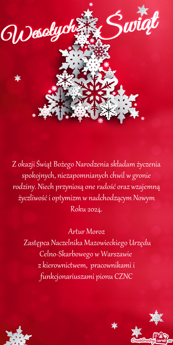 Dziny. Niech przyniosą one radość oraz wzajemną życzliwość i optymizm w nadchodzącym Nowym R