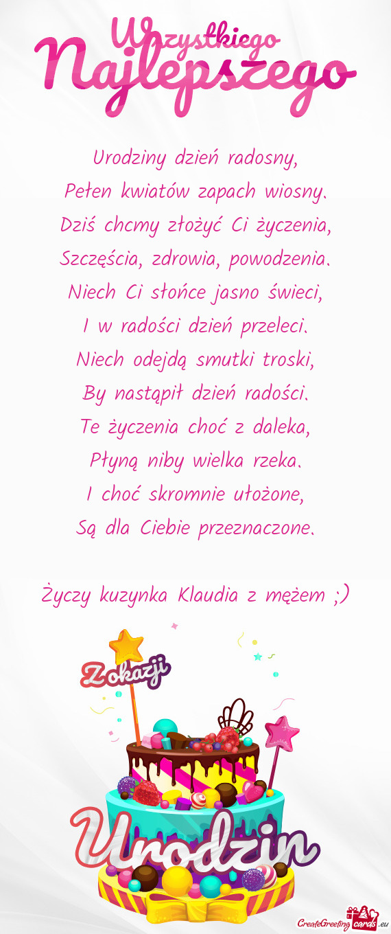 Dziś chcmy złożyć Ci życzenia