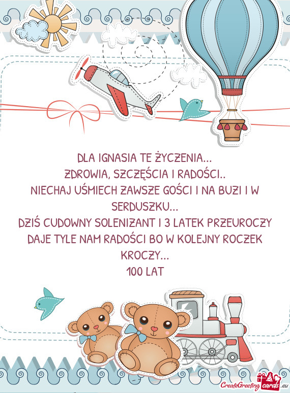 DZIŚ CUDOWNY SOLENIZANT I 3 LATEK PRZEUROCZY DAJE TYLE NAM RADOŚCI BO W KOLEJNY ROCZEK KROCZY