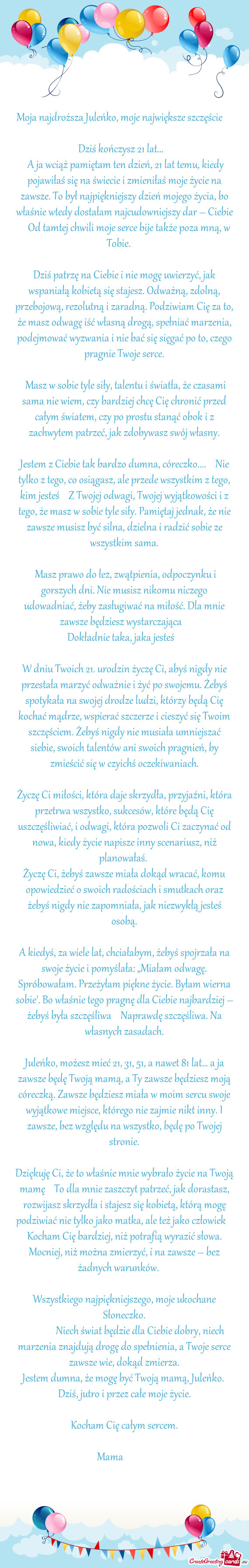 Dziś kończysz 21 lat… 🥹