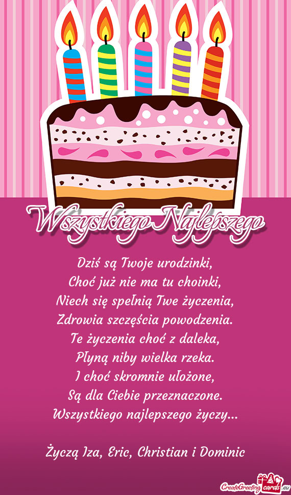 Dziś są Twoje urodzinki,  Choć już nie ma tu choinki,  Niech się