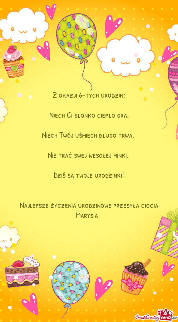 Dziś są twoje urodzinki!  Najlepsze życzenia urodzinowe przesyła ciocia Marysia 🥳