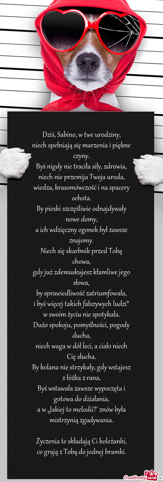 Dziś, Sabino, w twe urodziny