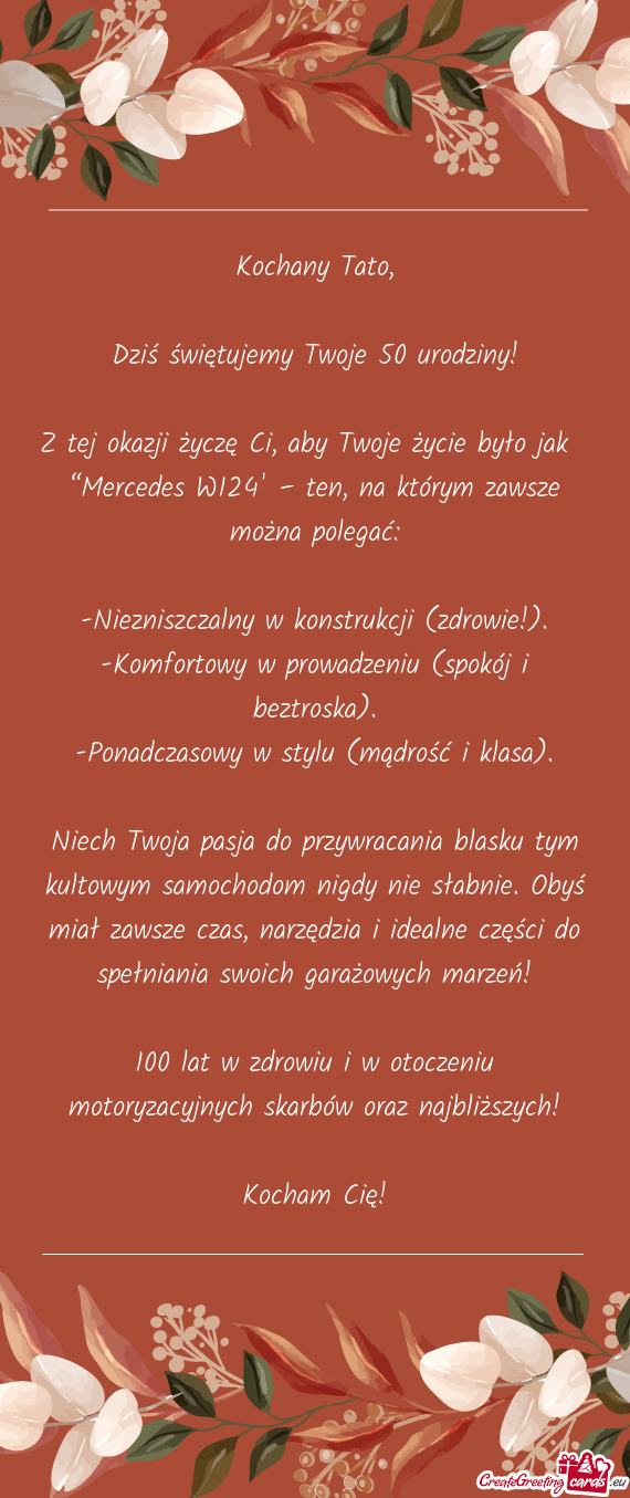 Dziś świętujemy Twoje 50 urodziny