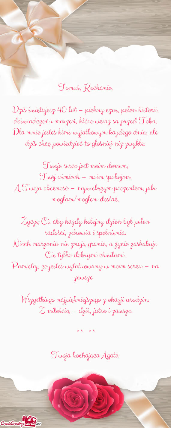 Dziś świętujesz 40 lat – piękny czas, pełen historii, doświadczeń i marzeń, które wciąż