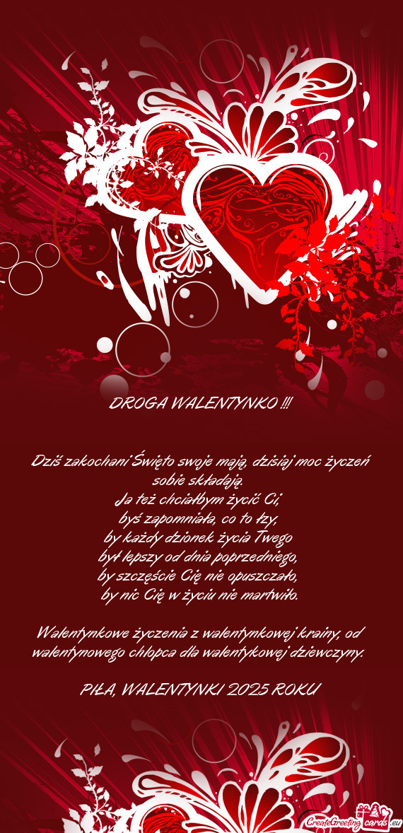 Dziś zakochani Święto swoje mają, dzisiaj moc życzeń sobie składają