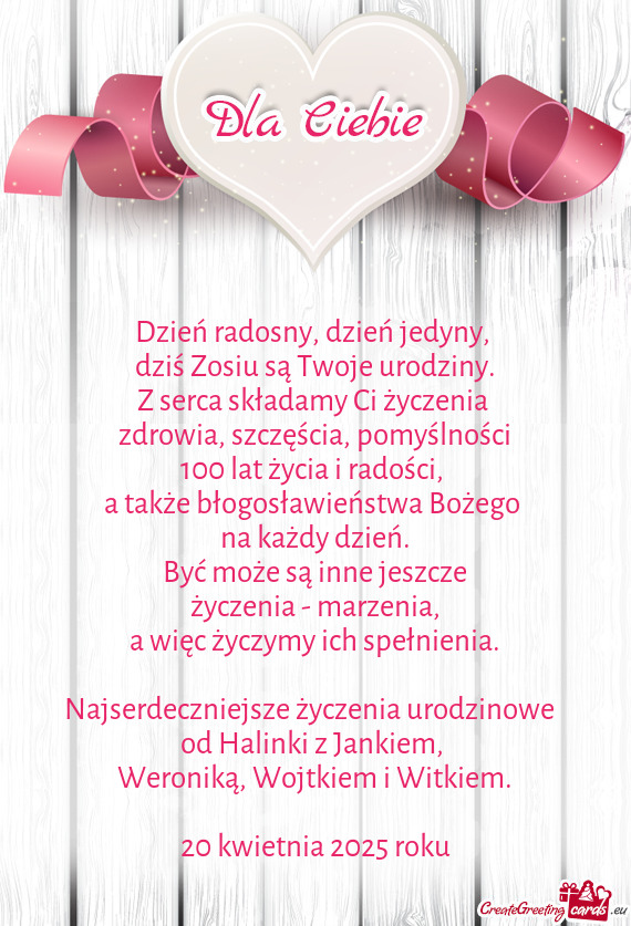 Dziś Zosiu są Twoje urodziny