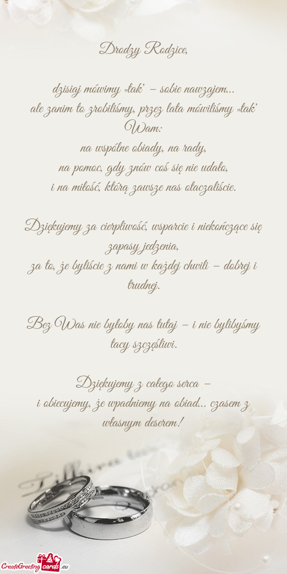 Dzisiaj mówimy „tak” – sobie nawzajem…