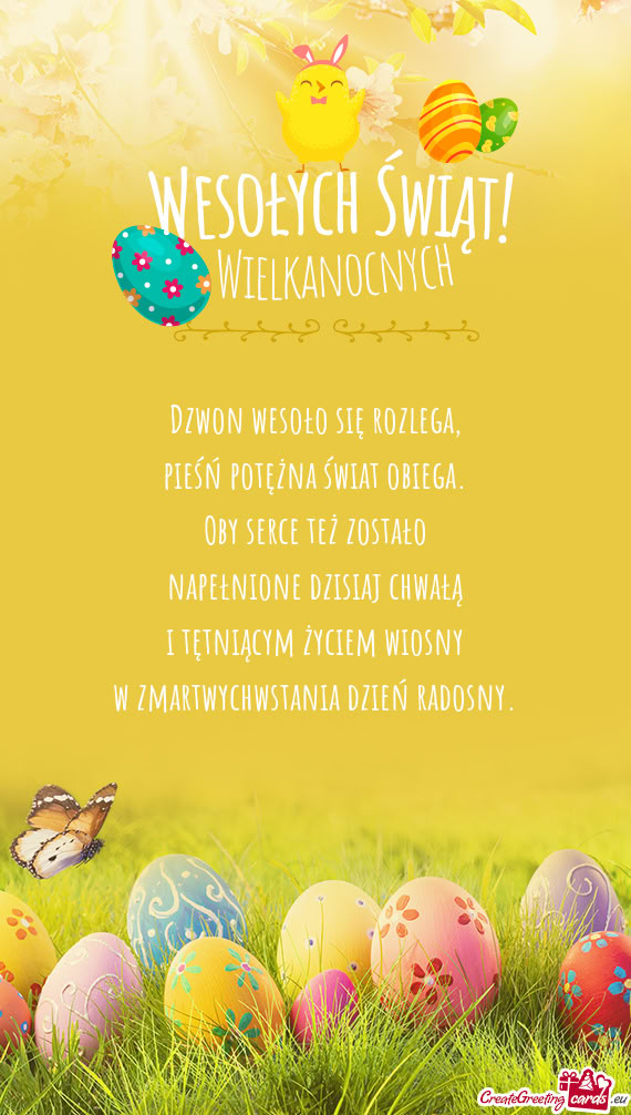 Dzwon wesoło się rozlega,  pieśń potężna świat obiega.  Oby serce też