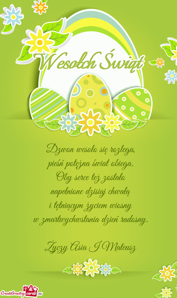 Dzwon wesoło się rozlega,  pieśń potężna świat obiega.  Oby serce też