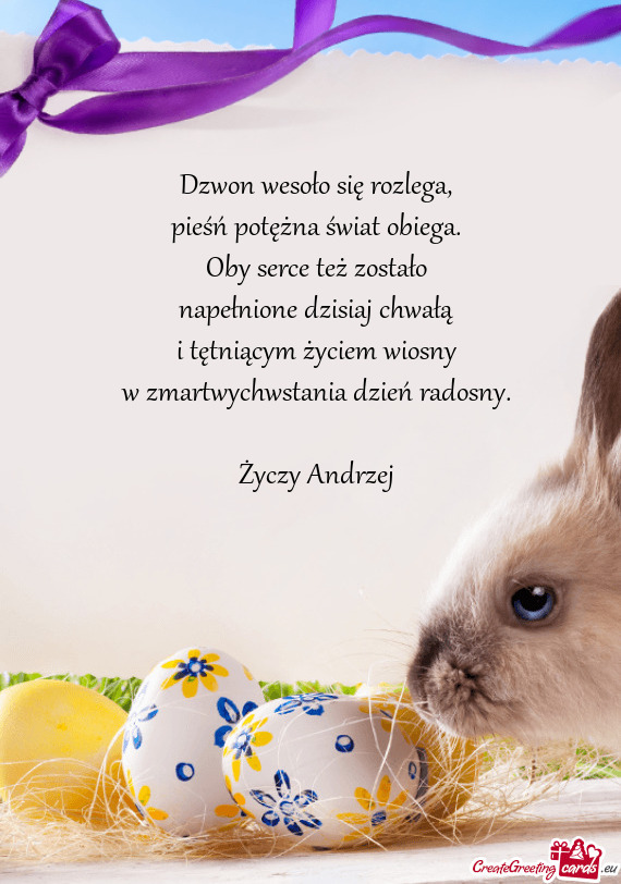 Dzwon wesoło się rozlega,  pieśń potężna świat obiega.  Oby serce też