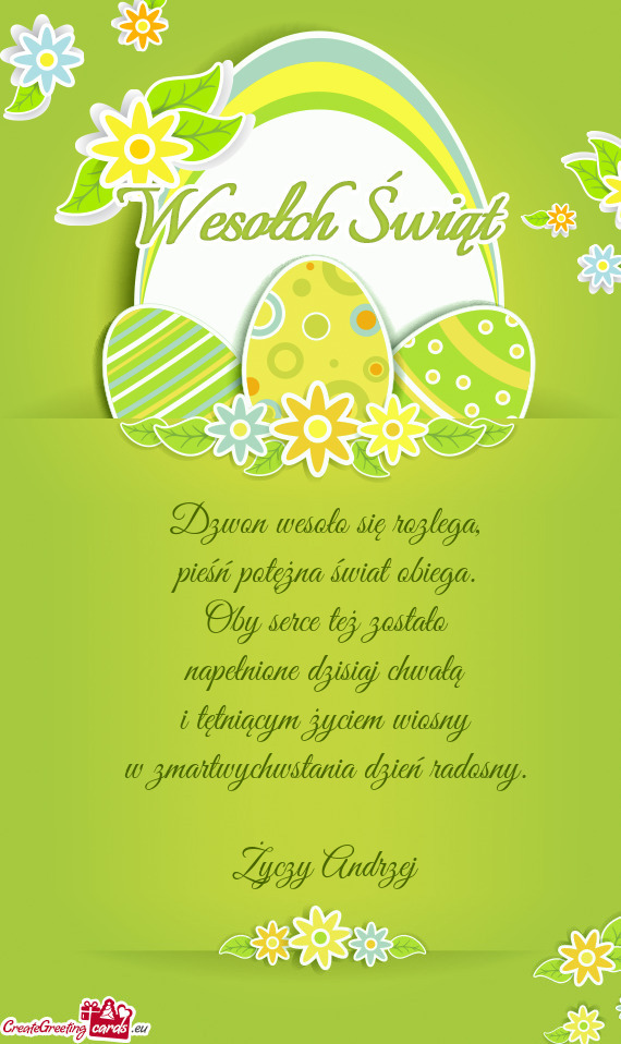 Dzwon wesoło się rozlega,  pieśń potężna świat obiega.  Oby serce też