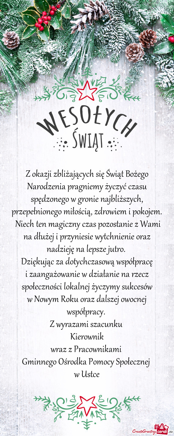 E najbliższych, przepełnionego miłością, zdrowiem i pokojem