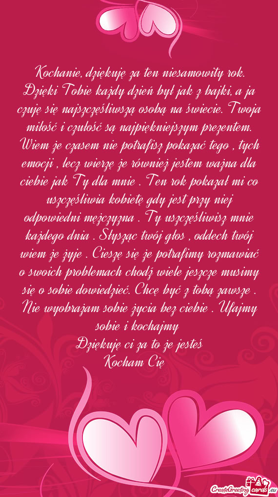 Ę się najszczęśliwszą osobą na świecie. Twoja miłość i czułość są najpiękniejszym pre