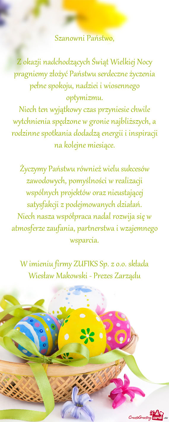 E spokoju, nadziei i wiosennego optymizmu