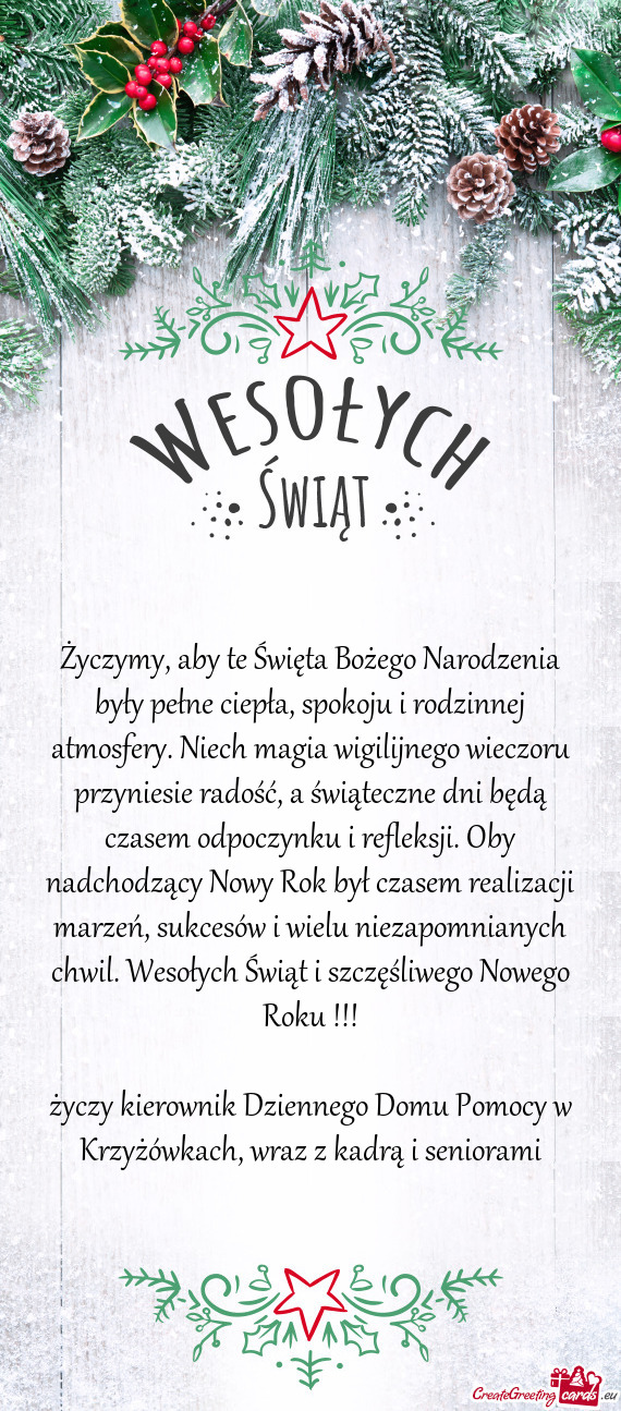 Ech magia wigilijnego wieczoru przyniesie radość, a świąteczne dni będą czasem odpoczynku i re