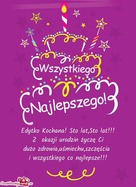 Edytko Kochana! Sto lat,Sto lat