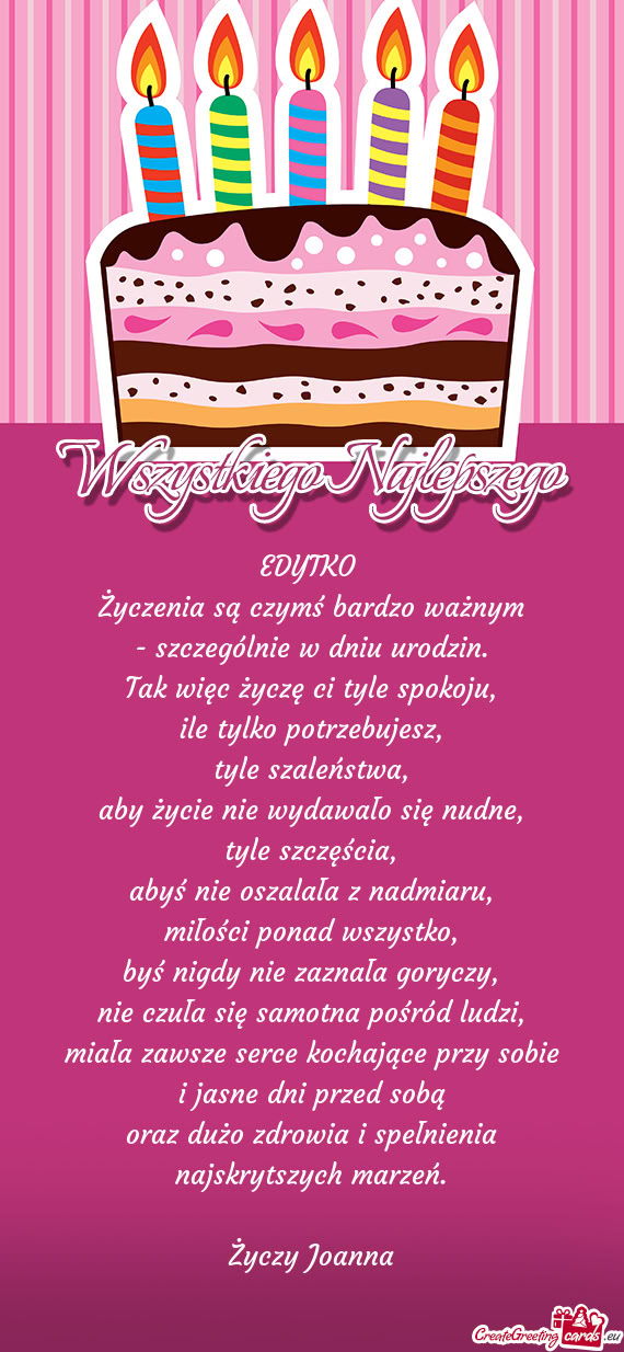 EDYTKO Życzenia są czymś bardzo ważnym - szczególnie w dniu urodzin