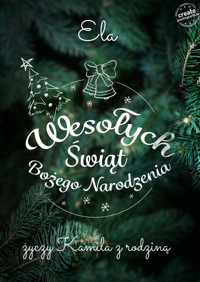 Ela Wesołych Świat Bożego Narodzenia Kamila z rodziną