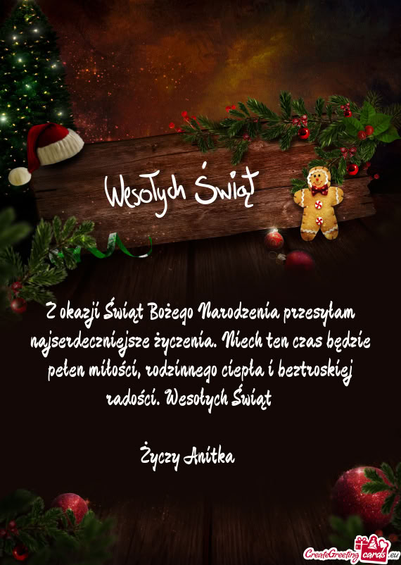 Ełen miłości, rodzinnego ciepła i beztroskiej radości. Wesołych Świąt🌲