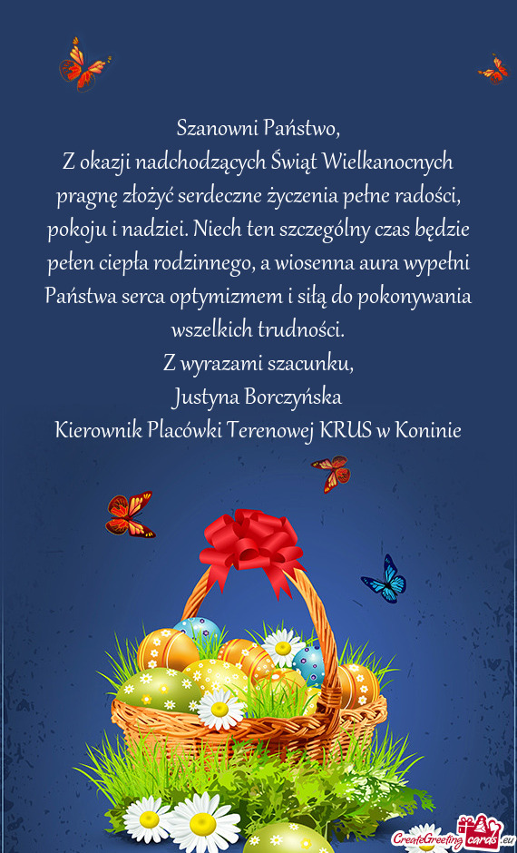 Ełni Państwa serca optymizmem i siłą do pokonywania wszelkich trudności