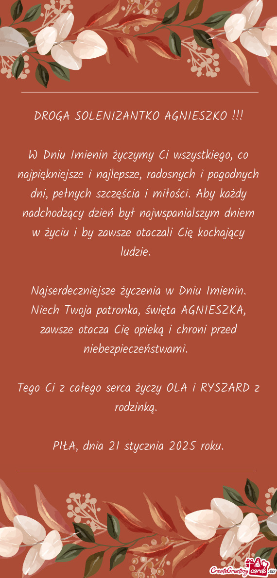 Ełnych szczęścia i miłości. Aby każdy nadchodzący dzień był najwspanialszym dniem w życiu