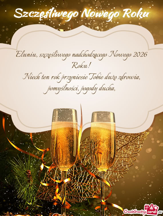 Eluniu, szczęśliwego nadchodzącego Nowego 2026 Roku