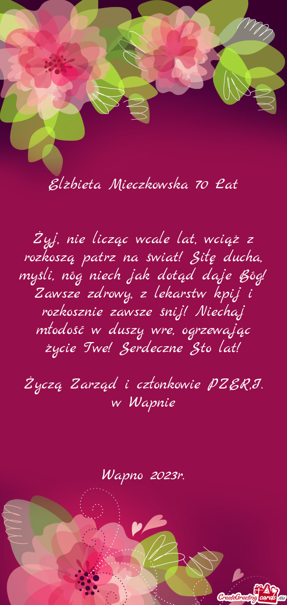 Elżbieta Mieczkowska 70 Lat