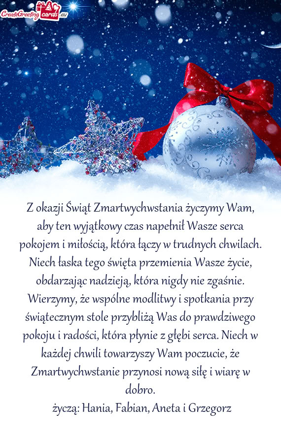 Em i miłością, która łączy w trudnych chwilach. Niech łaska tego święta przemienia Wasze ż