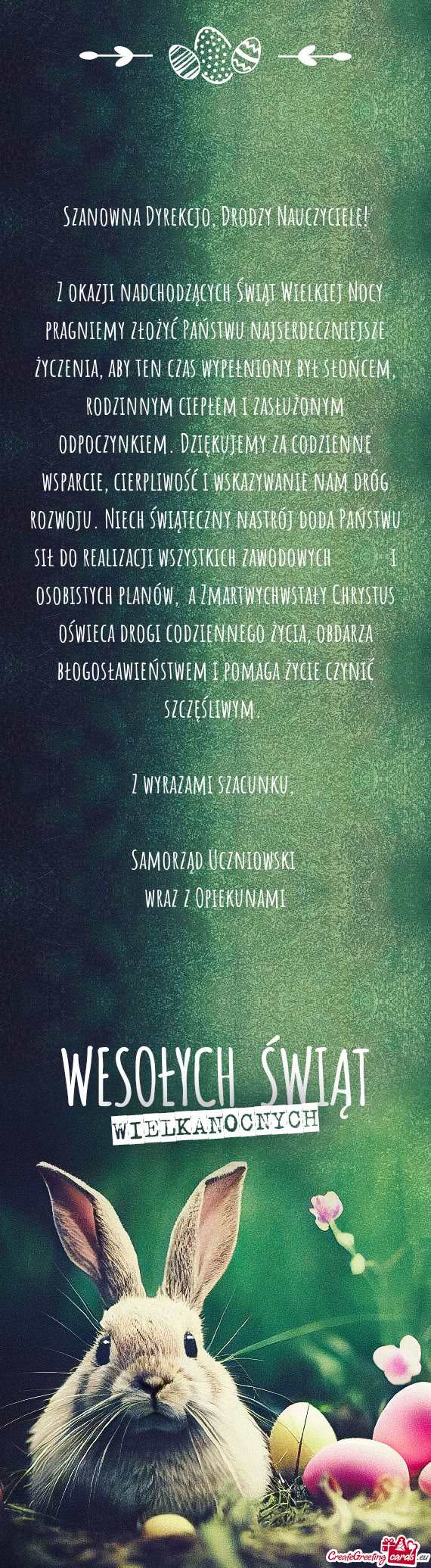 Enia, aby ten czas wypełniony był słońcem, rodzinnym ciepłem i zasłużonym odpoczynkiem. Dzię