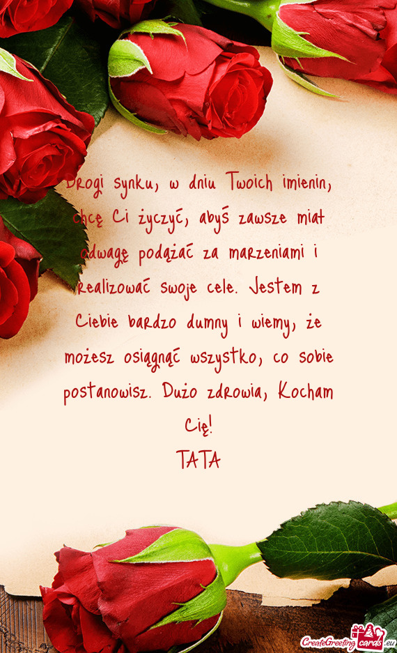 Eniami i realizować swoje cele. Jestem z Ciebie bardzo dumny i wiemy, że możesz osiągnąć wszys