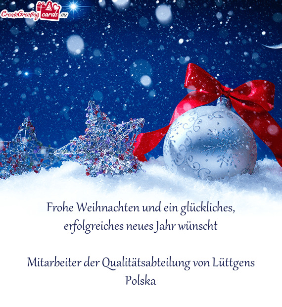 Erfolgreiches neues Jahr wünscht Mitarbeiter der Qualitätsabteilung von Lüttgens Polska