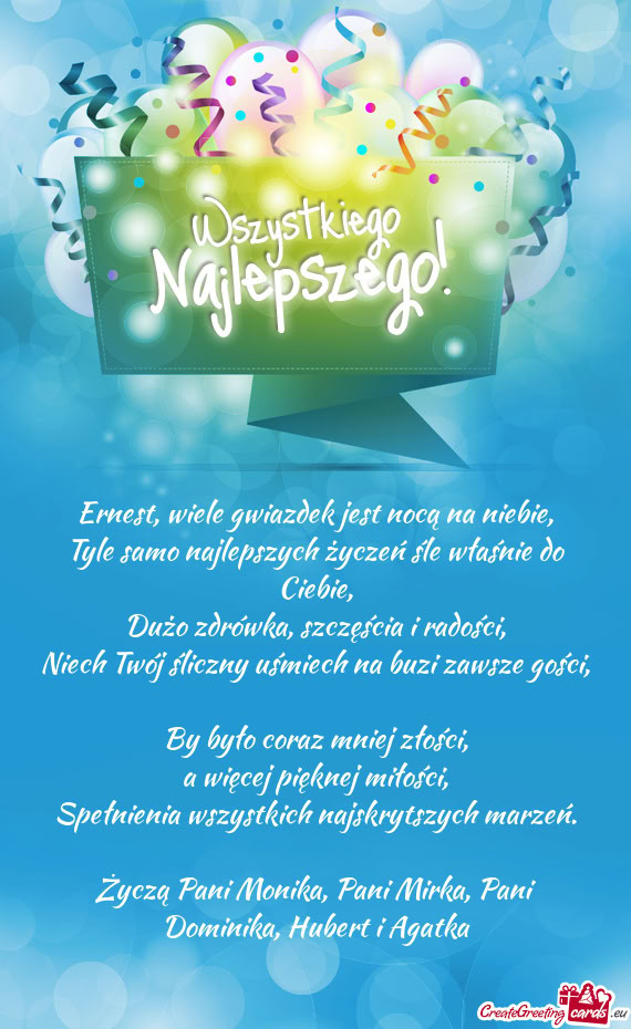 Ernest, wiele gwiazdek jest nocą na niebie