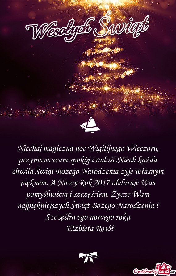 Ęściem. Życzę Wam najpiękniejszych Świąt Bożego Narodzenia i Szczęśliwego nowego roku