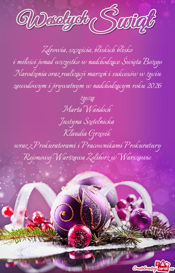 Esów w życiu zawodowym i prywatnym w nadchodzącym roku 2026 życzą