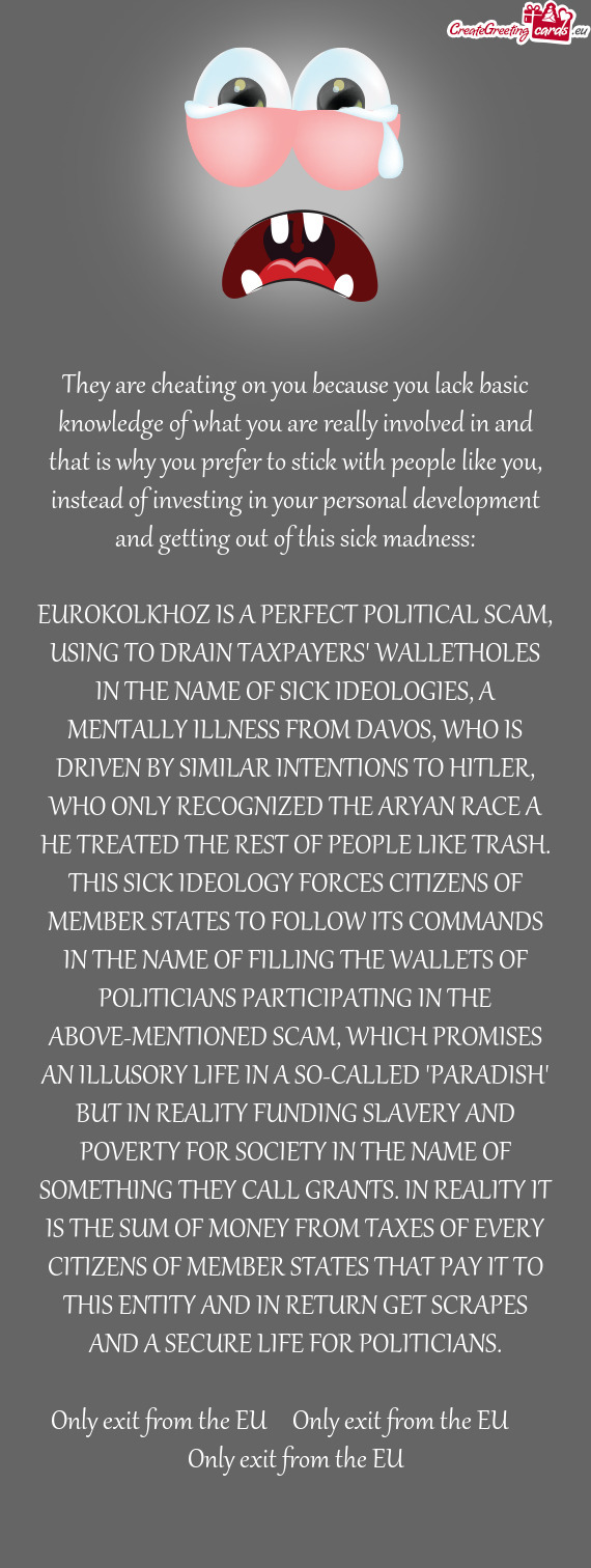 EUROKOLKHOZ IS A PERFECT POLITICAL SCAM, USING TO DRAIN TAXPAYERS