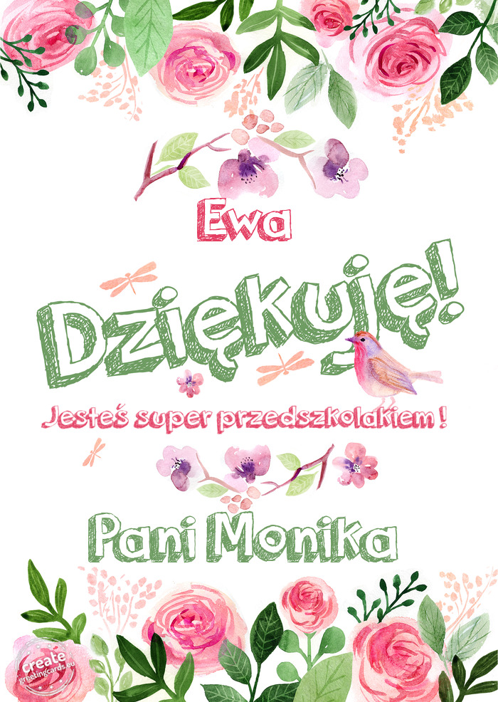 Ewa Dziękuje Jesteś super przedszkolakiem ! Pani Monika