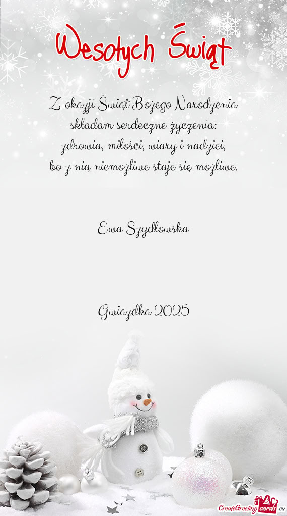 Ewa Szydłowska  Gwiazdka 2025