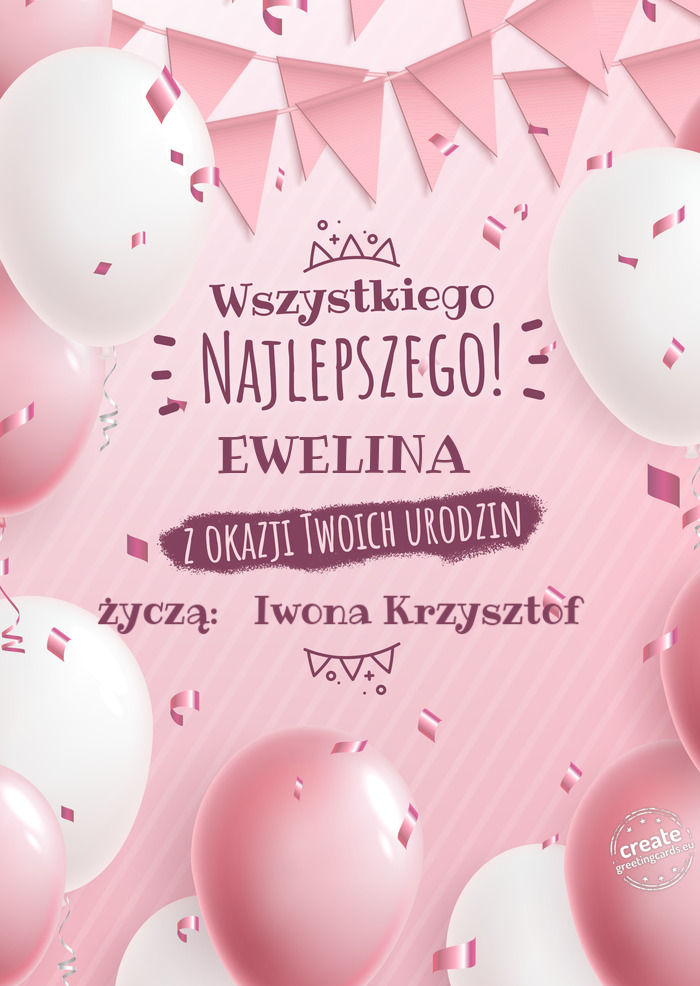 EWELINA z okazji Twoich urodzin życzą: Iwona Krzysztof