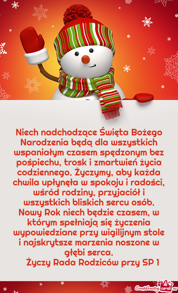 Ez pośpiechu, trosk i zmartwień życia codziennego. Życzymy, aby każda chwila upłynęła w spok