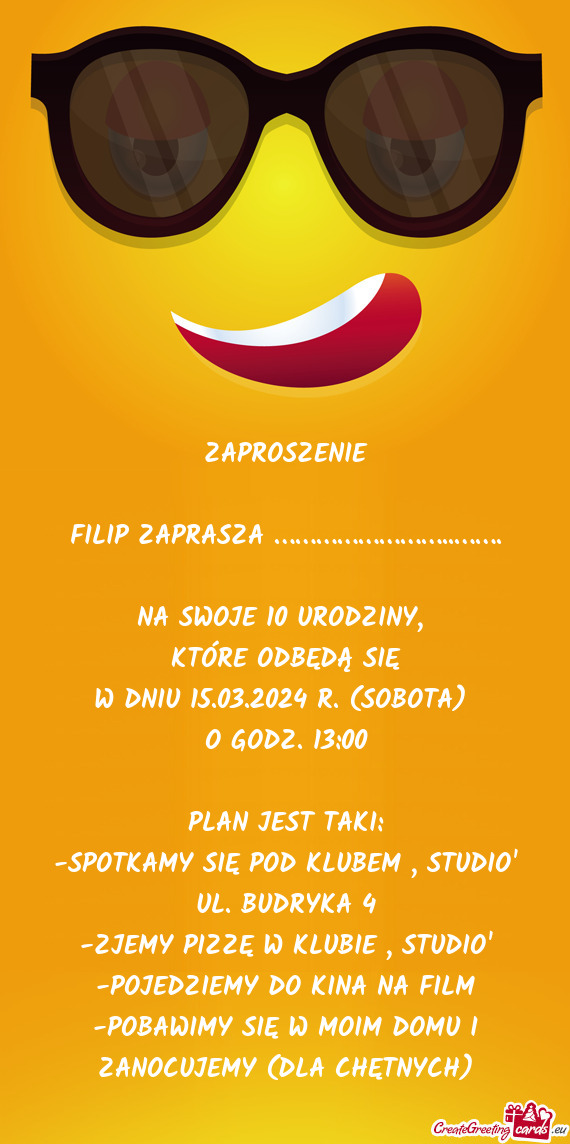 FILIP ZAPRASZA ……………………..……