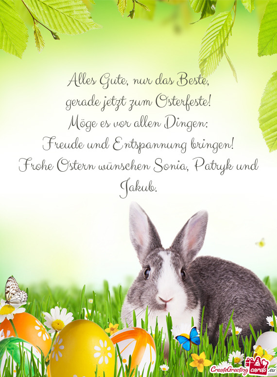 Frohe Ostern wünschen Sonia, Patryk und Jakub