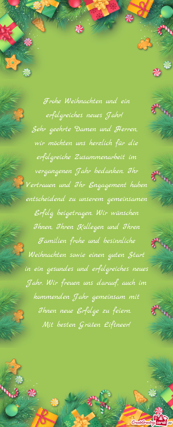 Frohe Weihnachten und ein erfolgreiches neues Jahr