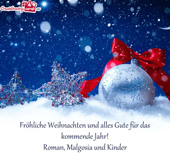 Fröhliche Weihnachten und alles Gute für das kommende Jahr! Roman